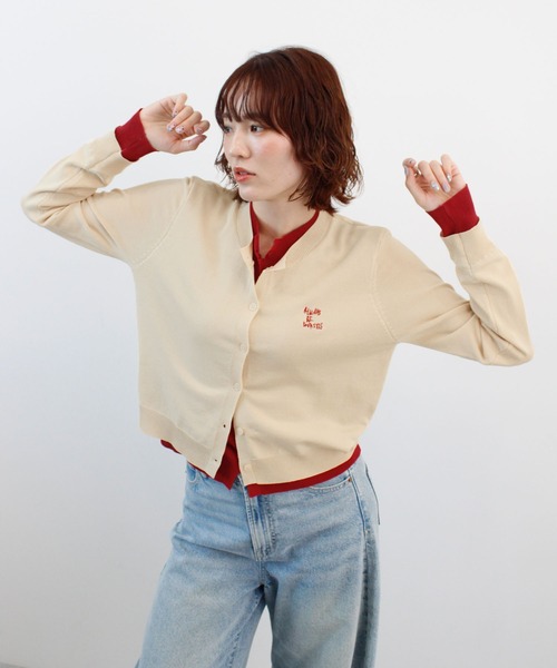 ABYS(アビス)の「ロゴ刺繍レイヤードカーディガン(カーディガン/ボレロ・レディース・ネイビー/ベージュ/グレー/ブラウン・FREE)」の7枚目の写真