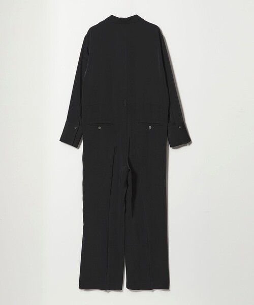 conte＞サテン オープンカラー ジャンプスーツ（つなぎ/オールインワン