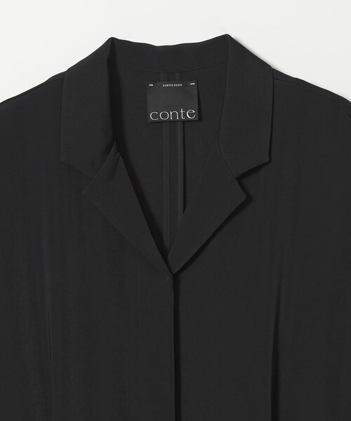 conte＞サテン オープンカラー ジャンプスーツ（つなぎ/オールインワン