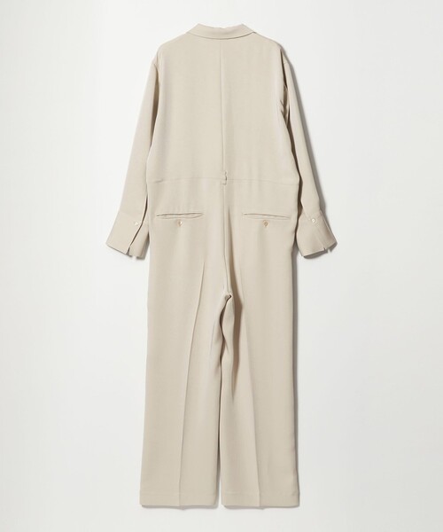 conte＞サテン オープンカラー ジャンプスーツ（つなぎ/オールインワン