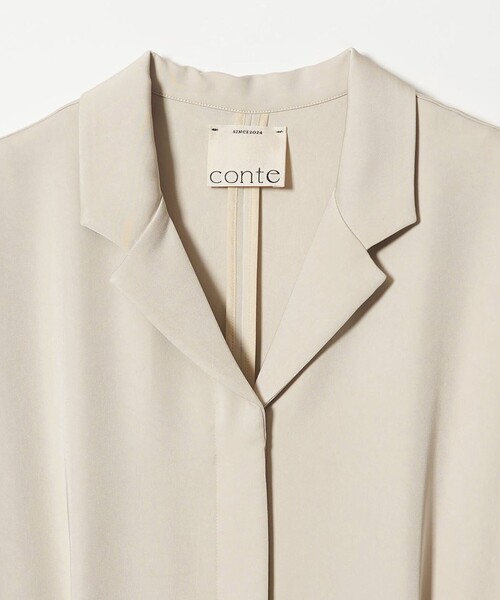 conte＞サテン オープンカラー ジャンプスーツ（つなぎ/オールインワン