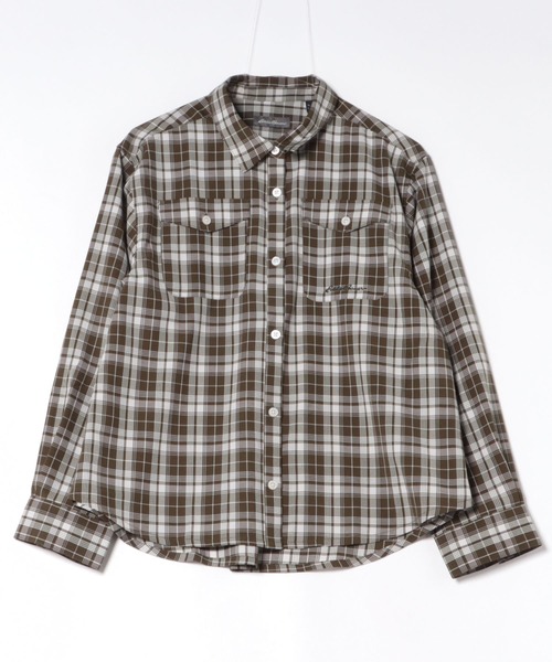 Eddie Bauer（エディーバウアー）の「クラシック チェック 長袖シャツ（シャツ/ブラウス・レディース・ベージュ系/ダークグリーン系/ブルー系・S/M/L/XL）」の17枚目の写真