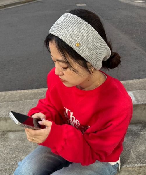 CIAOPANIC TYPY（チャオパニックティピー）の「:プレート付きリブヘアターバン（ヘアバンド・レディース・オフホワイト/ブラウン/バーガンディー/イエロー/ブラック/グレー・ONE SIZE）」の4枚目の写真
