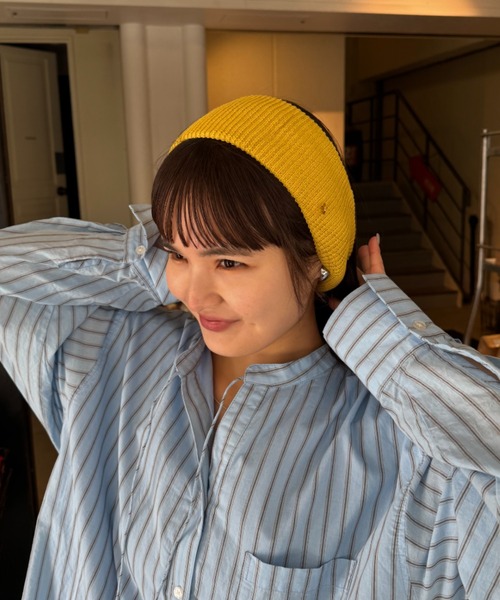 CIAOPANIC TYPY（チャオパニックティピー）の「:プレート付きリブヘアターバン（ヘアバンド・レディース・オフホワイト/ブラウン/バーガンディー/イエロー/ブラック/グレー・ONE SIZE）」の6枚目の写真