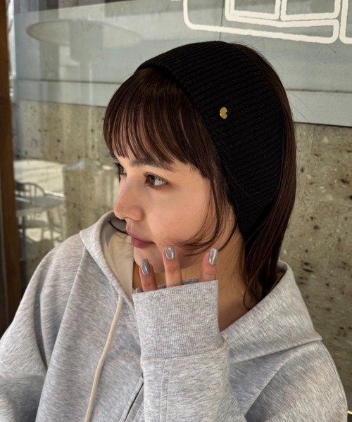 CIAOPANIC TYPY（チャオパニックティピー）の「:プレート付きリブヘアターバン（ヘアバンド・レディース・オフホワイト/ブラウン/バーガンディー/イエロー/ブラック/グレー・ONE SIZE）」の3枚目の写真