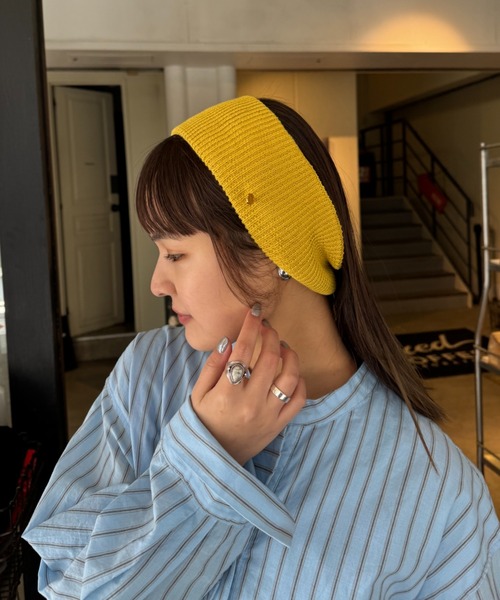 CIAOPANIC TYPY（チャオパニックティピー）の「:プレート付きリブヘアターバン（ヘアバンド・レディース・オフホワイト/ブラウン/バーガンディー/イエロー/ブラック/グレー・ONE SIZE）」の12枚目の写真