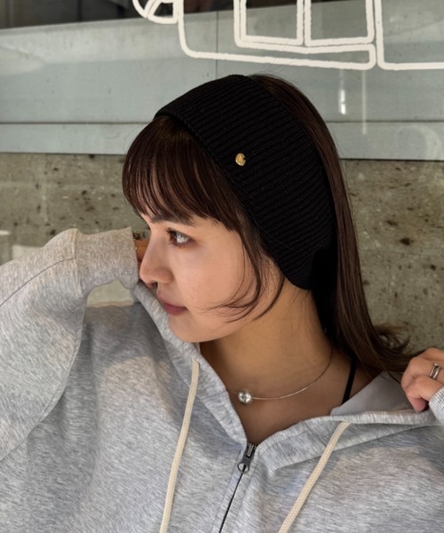 CIAOPANIC TYPY（チャオパニックティピー）の「:プレート付きリブヘアターバン（ヘアバンド・レディース・オフホワイト/ブラウン/バーガンディー/イエロー/ブラック/グレー・ONE SIZE）」の8枚目の写真