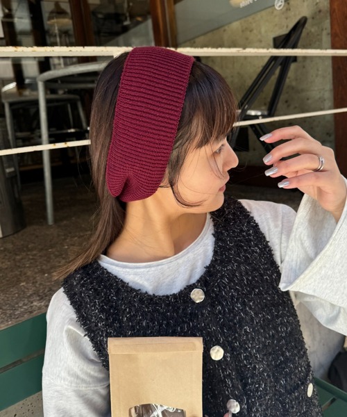 CIAOPANIC TYPY（チャオパニックティピー）の「:プレート付きリブヘアターバン（ヘアバンド・レディース・オフホワイト/ブラウン/バーガンディー/イエロー/ブラック/グレー・ONE SIZE）」の14枚目の写真