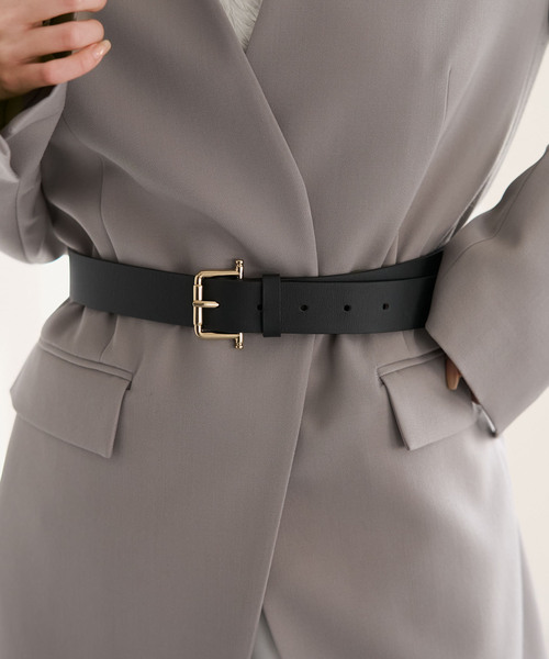 LEFIJE（レフィエ）の「LEFIJE/レフィエ スムースレザーベルト(3cm)（ベルト・レディース・ブラック/ベージュ・XX-SMALL）」の2枚目の写真