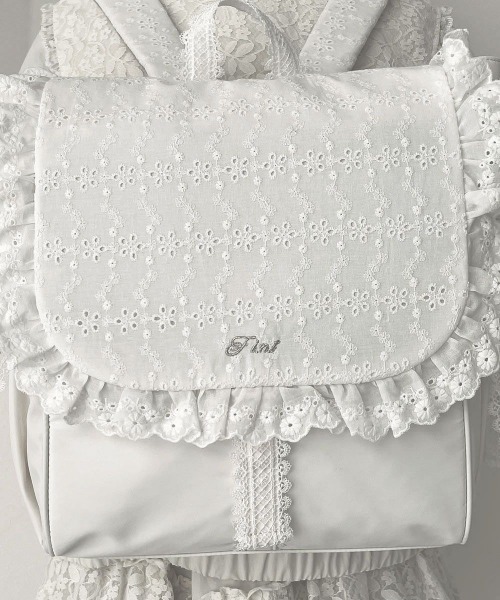 F i.n.t（フィント）の「コットンレースフラップリュック/fint フィント（バックパック/リュック・レディース・ブラック/オフホワイト・FREE）」の3枚目の写真