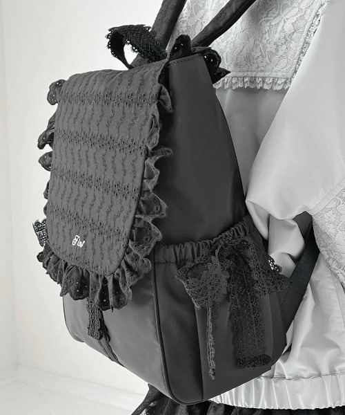 F i.n.t（フィント）の「コットンレースフラップリュック/fint フィント（バックパック/リュック・レディース・ブラック/オフホワイト・FREE）」の11枚目の写真