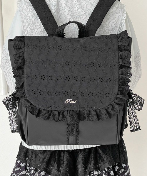 F i.n.t（フィント）の「コットンレースフラップリュック/fint フィント（バックパック/リュック・レディース・ブラック/オフホワイト・FREE）」の12枚目の写真