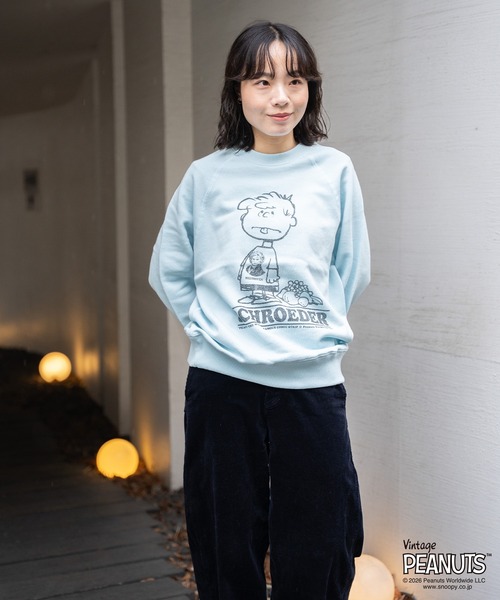 FRUIT OF THE LOOM（フルーツオブザルーム）の「【FRUIT OF THE LOOM】FTL x PEANUTS甘編み裏毛スウェット2 / ピーナッツ シュローダー スウェット（スウェット・メンズ・チャコールグレー/サックスブルー・L/M/S）」の13枚目の写真