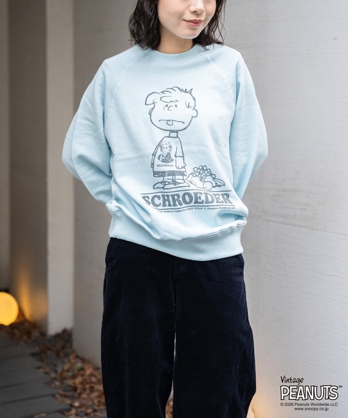 FRUIT OF THE LOOM（フルーツオブザルーム）の「【FRUIT OF THE LOOM】FTL x PEANUTS甘編み裏毛スウェット2 / ピーナッツ シュローダー スウェット（スウェット・メンズ・チャコールグレー/サックスブルー・L/M/S）」の12枚目の写真
