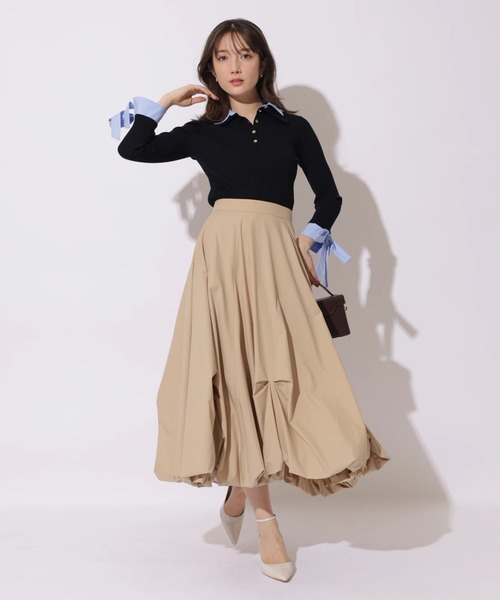 Apuweiser-riche（アプワイザーリッシェ）の「袖リボンスキッパーリブニット（ニット/セーター・レディース・グレイッシュベージュ/ネイビー・2）」の15枚目の写真