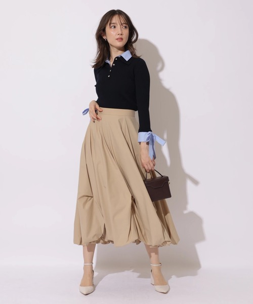 Apuweiser-riche（アプワイザーリッシェ）の「袖リボンスキッパーリブニット（ニット/セーター・レディース・グレイッシュベージュ/ネイビー・2）」の16枚目の写真