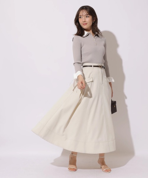 Apuweiser-riche（アプワイザーリッシェ）の「袖リボンスキッパーリブニット（ニット/セーター・レディース・グレイッシュベージュ/ネイビー・2）」の22枚目の写真