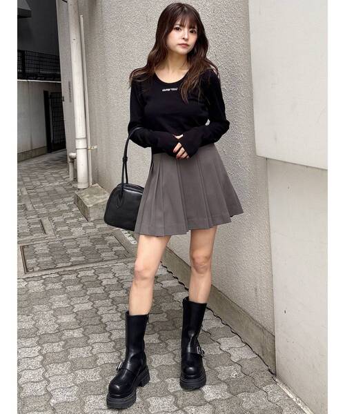 MURUA（ムルーア）の「ロゴラメテレコトップス（Tシャツ/カットソー・レディース・ブラック/グレー/イエロー/ホワイト・FREE）」の7枚目の写真