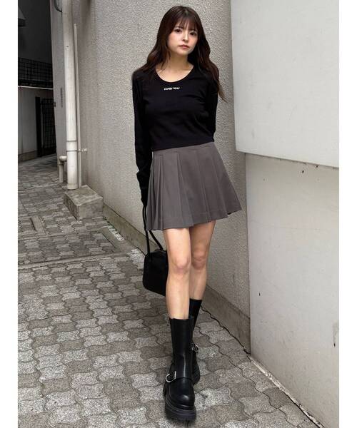 MURUA（ムルーア）の「ロゴラメテレコトップス（Tシャツ/カットソー・レディース・ブラック/グレー/イエロー/ホワイト・FREE）」の8枚目の写真