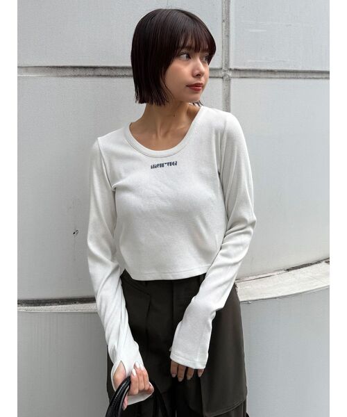 MURUA（ムルーア）の「ロゴラメテレコトップス（Tシャツ/カットソー・レディース・ブラック/グレー/イエロー/ホワイト・FREE）」の10枚目の写真