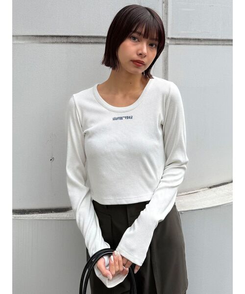 MURUA（ムルーア）の「ロゴラメテレコトップス（Tシャツ/カットソー・レディース・ブラック/グレー/イエロー/ホワイト・FREE）」の11枚目の写真