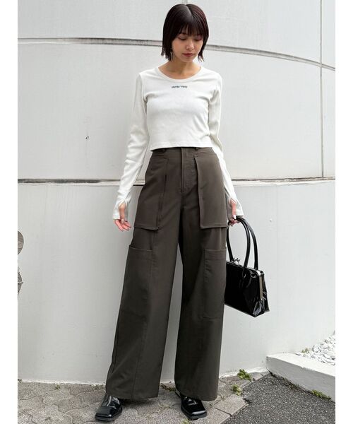 MURUA（ムルーア）の「ロゴラメテレコトップス（Tシャツ/カットソー・レディース・ブラック/グレー/イエロー/ホワイト・FREE）」の13枚目の写真