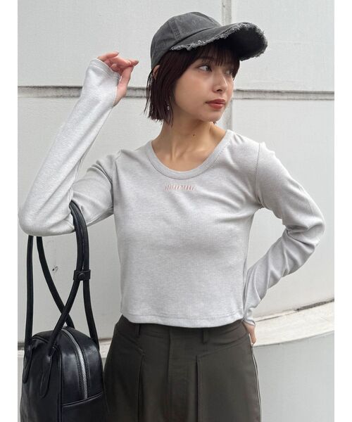 MURUA（ムルーア）の「ロゴラメテレコトップス（Tシャツ/カットソー・レディース・ブラック/グレー/イエロー/ホワイト・FREE）」の15枚目の写真