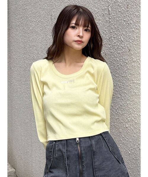 MURUA（ムルーア）の「ロゴラメテレコトップス（Tシャツ/カットソー・レディース・ブラック/グレー/イエロー/ホワイト・FREE）」の20枚目の写真