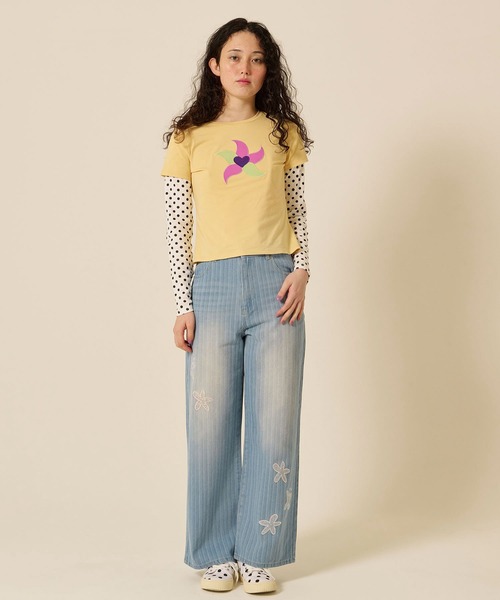 TINA：JOJUN（ティーナジョジュン）の「レイヤード風 パッチワークTシャツ TINA：JOJUN（Tシャツ/カットソー・レディース・イエロー/ライトブルー・M）」の15枚目の写真