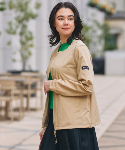 AIGLE(エーグル)の「UVカット 撥水 ストレッチノーカラージャケット RP(ノーカラージャケット・レディース・モスグリーン/ベージュ/ブラック・36/34/44/40/42/38)」の15枚目の写真