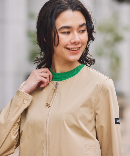 AIGLE(エーグル)の「UVカット 撥水 ストレッチノーカラージャケット RP(ノーカラージャケット・レディース・モスグリーン/ベージュ/ブラック・36/34/44/40/42/38)」の13枚目の写真