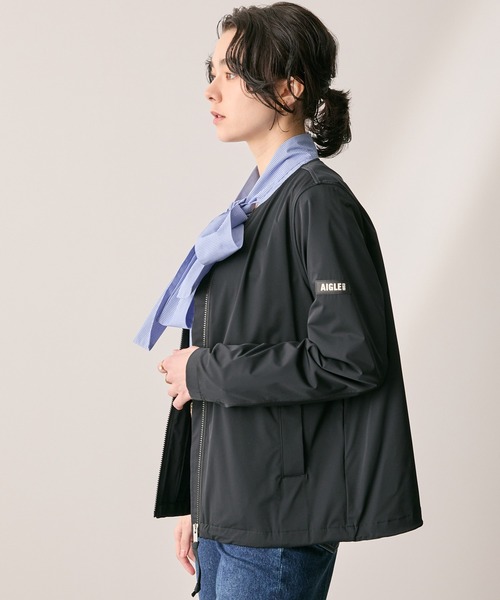 AIGLE(エーグル)の「UVカット 撥水 ストレッチノーカラージャケット RP(ノーカラージャケット・レディース・モスグリーン/ベージュ/ブラック・36/34/44/40/42/38)」の18枚目の写真