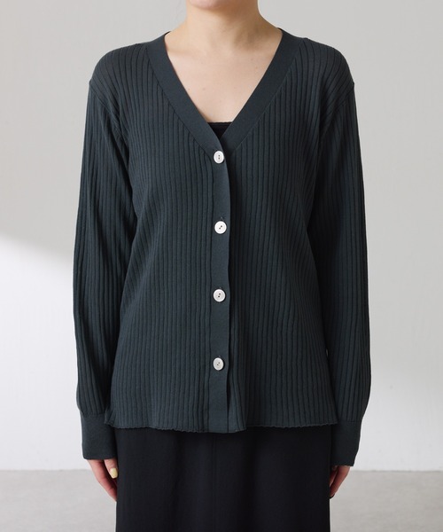 COLLAGE GALLARDAGALANTE（コラージュガリャルダガランテ）の「ドライコットンワイドリブカーディガン/セットアップ可/アンサンブル可（カーディガン/ボレロ・レディース・チャコールグレー/レモンイエロー・FREE）」の20枚目の写真