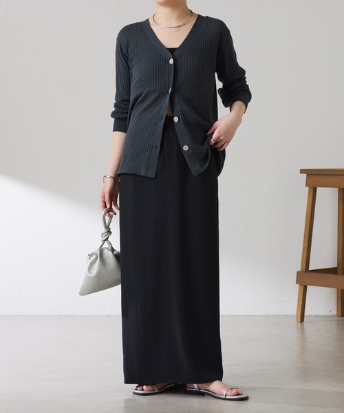 COLLAGE GALLARDAGALANTE（コラージュガリャルダガランテ）の「ドライコットンワイドリブカーディガン/セットアップ可/アンサンブル可（カーディガン/ボレロ・レディース・チャコールグレー/レモンイエロー・FREE）」の11枚目の写真