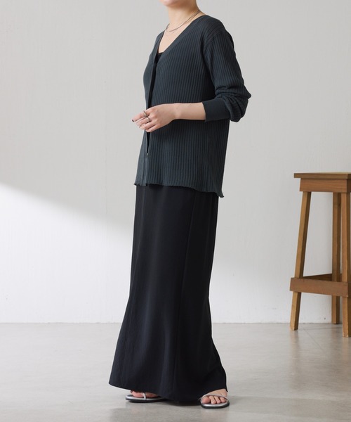 COLLAGE GALLARDAGALANTE（コラージュガリャルダガランテ）の「ドライコットンワイドリブカーディガン/セットアップ可/アンサンブル可（カーディガン/ボレロ・レディース・チャコールグレー/レモンイエロー・FREE）」の10枚目の写真