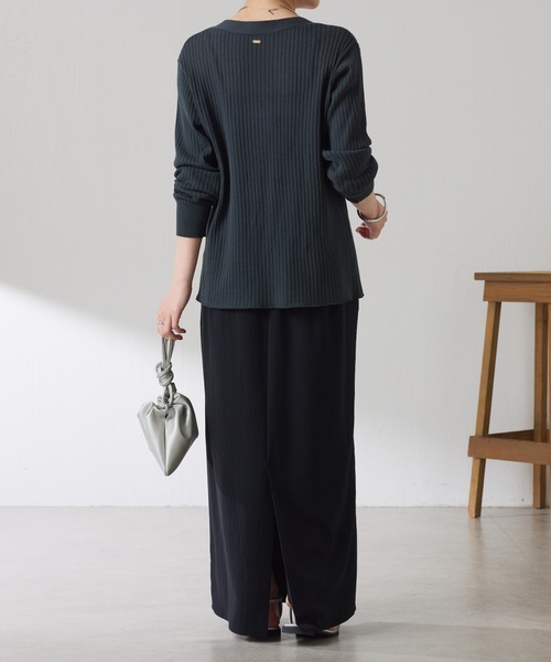 COLLAGE GALLARDAGALANTE（コラージュガリャルダガランテ）の「ドライコットンワイドリブカーディガン/セットアップ可/アンサンブル可（カーディガン/ボレロ・レディース・チャコールグレー/レモンイエロー・FREE）」の3枚目の写真