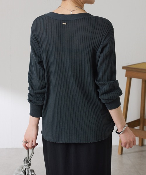 COLLAGE GALLARDAGALANTE（コラージュガリャルダガランテ）の「ドライコットンワイドリブカーディガン/セットアップ可/アンサンブル可（カーディガン/ボレロ・レディース・チャコールグレー/レモンイエロー・FREE）」の8枚目の写真