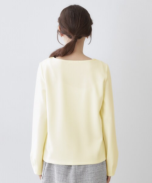 index（インデックス）の「肩ボタンボートネックトップス【洗濯機OK】（Tシャツ/カットソー・レディース・ネイビー/オフホワイト/ライトイエロー系・42/40/38/36）」の18枚目の写真