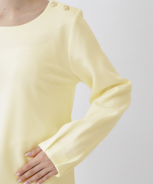 index（インデックス）の「肩ボタンボートネックトップス【洗濯機OK】（Tシャツ/カットソー・レディース・ネイビー/オフホワイト/ライトイエロー系・42/40/38/36）」の21枚目の写真