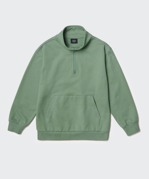 MUSINSA STANDARD KIDS（ムシンサスタンダードキッズ）の「オーバーサイズハーフジップスウェットシャツ[セージグリーン]（スウェット・レディース・その他・100/110/130）」の2枚目の写真