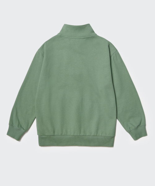 MUSINSA STANDARD KIDS（ムシンサスタンダードキッズ）の「オーバーサイズハーフジップスウェットシャツ[セージグリーン]（スウェット・レディース・その他・100/110/130）」の3枚目の写真