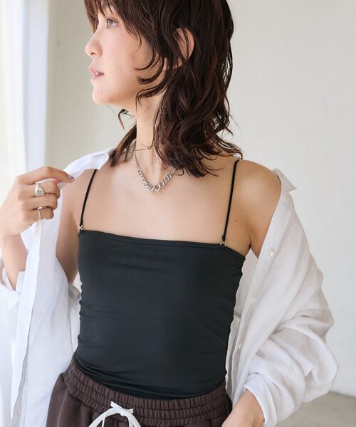 RIVE DROITE（リヴドロワ）の「【MYSELFbyRD（マイセルフバイリヴドロワ）2wayベアキャミソール（キャミソール・レディース・ブラック/オフホワイト・FREE）」の9枚目の写真