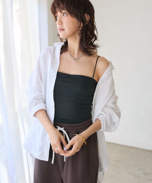 RIVE DROITE（リヴドロワ）の「【MYSELFbyRD（マイセルフバイリヴドロワ）2wayベアキャミソール（キャミソール・レディース・ブラック/オフホワイト・FREE）」の12枚目の写真