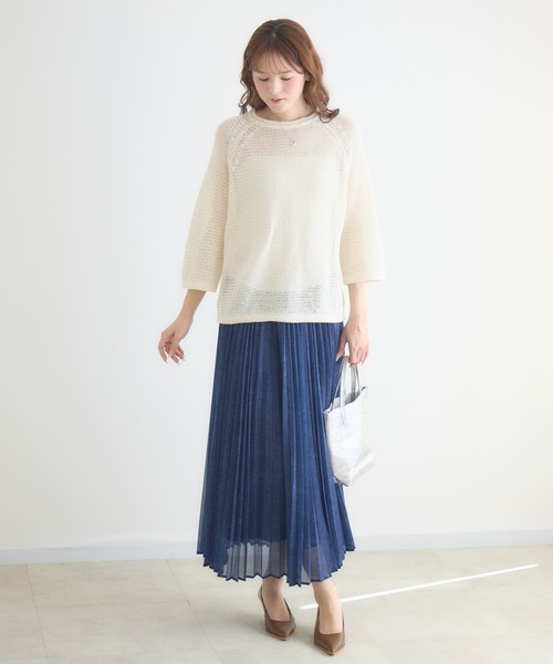 KATHARINE ROSS(キャサリンロス)の「【KATHARINE ROSS】3G抄繊糸ラグランプルオーバー(ニット/セーター・レディース・グリーン/ネイビー/オフホワイト・FREE)」の5枚目の写真