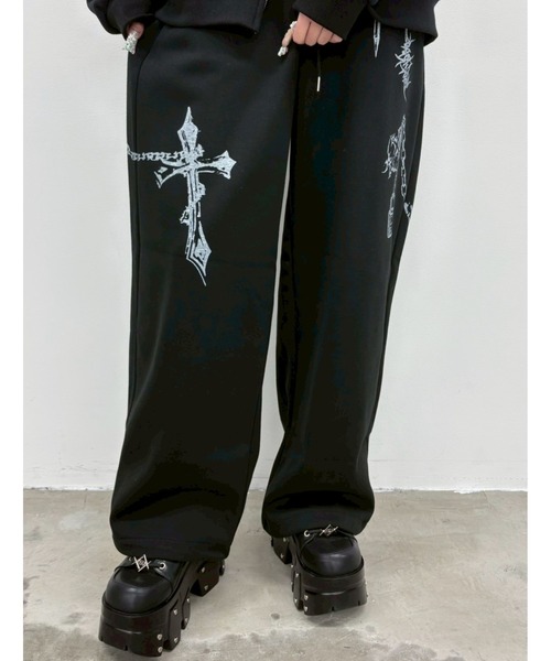 ARULE(アルール)の「A'GEM/9 × .kom 『ARULE/アルール』Chain Cross Graphic Sweatpants /チェーンクロスグラフィックスエットパンツ(スウェットパンツ・レディース・グレー/ブラック・FREE)」の8枚目の写真