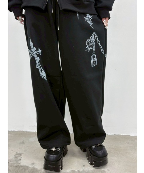 ARULE(アルール)の「A'GEM/9 × .kom 『ARULE/アルール』Chain Cross Graphic Sweatpants /チェーンクロスグラフィックスエットパンツ(スウェットパンツ・レディース・グレー/ブラック・FREE)」の11枚目の写真