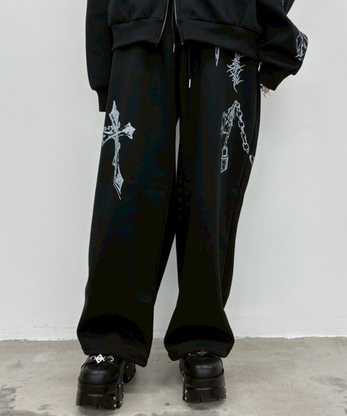 ARULE(アルール)の「A'GEM/9 × .kom 『ARULE/アルール』Chain Cross Graphic Sweatpants /チェーンクロスグラフィックスエットパンツ(スウェットパンツ・レディース・グレー/ブラック・FREE)」の10枚目の写真