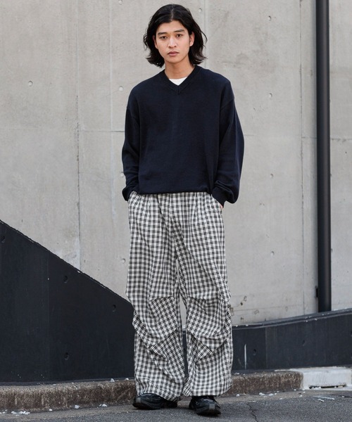 RAGEBLUE（レイジブルー）の「Check Wide Snow Loose Easy Pants/チェックワイドイージーパンツ（カーゴパンツ・メンズ・ブラウン/ブラック/ピンク・MEDIUM/LARGE）」の5枚目の写真