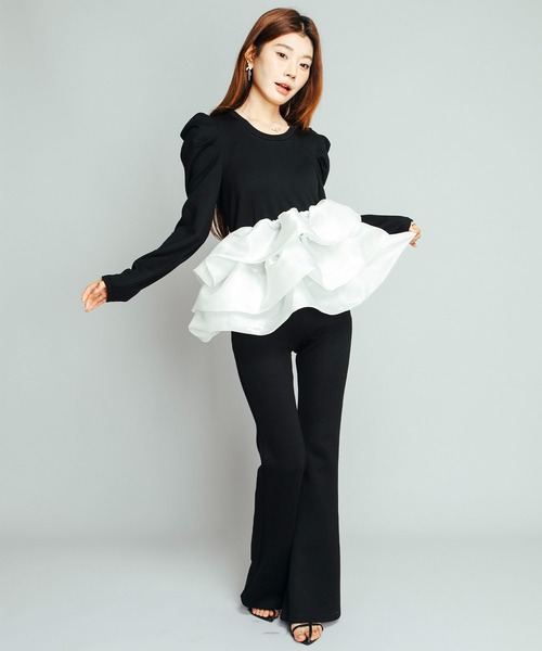 by LEGNA(バイレグナ)の「【選べる丈感】ダンボールニットフレアレギンス(その他パンツ・レディース・ピンク/グレー/アイボリー/グレイッシュベージュ/ブラック/ダークグレー・XL-Regular/L-Regular/M-Long/M-Regular/L-Short/M-Short/XL-Long/L-Long)」の8枚目の写真