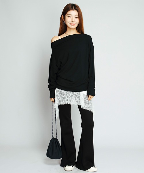 by LEGNA(バイレグナ)の「【選べる丈感】ダンボールニットフレアレギンス(その他パンツ・レディース・ピンク/グレー/アイボリー/グレイッシュベージュ/ブラック/ダークグレー・XL-Regular/L-Regular/M-Long/M-Regular/L-Short/M-Short/XL-Long/L-Long)」の13枚目の写真